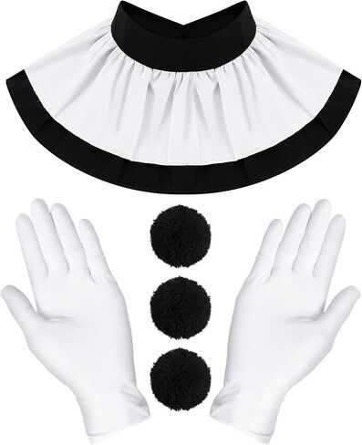 Jecery 5 Pcs Scary Clown Halloween Deluxe Adult Costume Gloves Collar Plush Buttons for Halloween Birthday Party Supplies in Kuwait