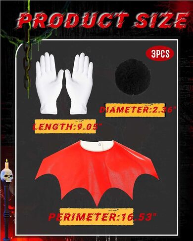 Jecery 5 Pcs Scary Clown Halloween Deluxe Adult Costume Gloves Collar Plush Buttons for Halloween Birthday Party Supplies in Kuwait
