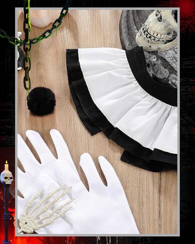Jecery 5 Pcs Scary Clown Halloween Deluxe Adult Costume Gloves Collar Plush Buttons for Halloween Birthday Party Supplies in Kuwait