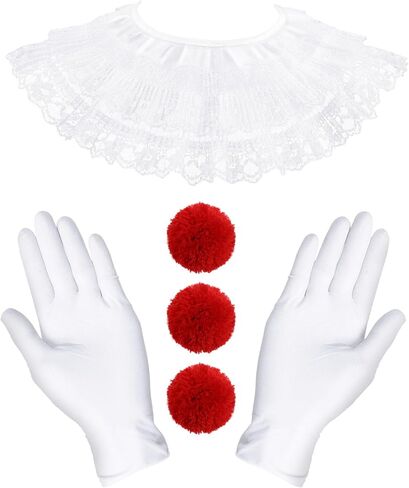 Jecery 5 Pcs Scary Clown Halloween Deluxe Adult Costume Gloves Collar Plush Buttons for Halloween Birthday Party Supplies in Kuwait
