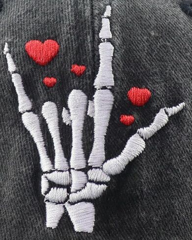 Skeleton Hands Hats for Men Women, Funny Adjustable Heart Decor Halloween Embroidered Baseball Cap in Kuwait
