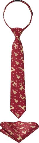 Enlision Boys Christmas Ties Holiday Xmas Kids Tie and Pocket Square Set Pre-tied Adjustable Neckties for Boys Festival Party in Kuwait