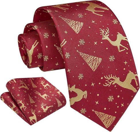 Enlision Boys Christmas Ties Holiday Xmas Kids Tie and Pocket Square Set Pre-tied Adjustable Neckties for Boys Festival Party in Kuwait