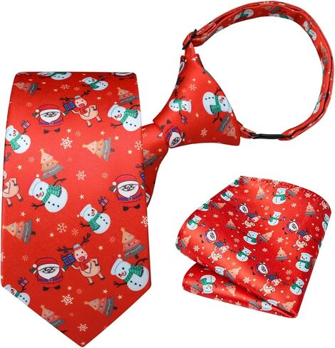 Enlision Boys Christmas Ties Holiday Xmas Kids Tie and Pocket Square Set Pre-tied Adjustable Neckties for Boys Festival Party in Kuwait