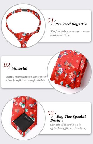 Enlision Boys Christmas Ties Holiday Xmas Kids Tie and Pocket Square Set Pre-tied Adjustable Neckties for Boys Festival Party in Kuwait