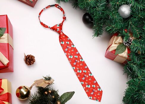 Enlision Boys Christmas Ties Holiday Xmas Kids Tie and Pocket Square Set Pre-tied Adjustable Neckties for Boys Festival Party in Kuwait