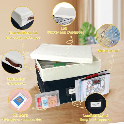Board Game Storage, Board Game Organizer with 12pcs Zipper Bags and Writable Stickers, Board Game Organizers Storage with Lid for Office Supplies, Puzzles, Video Game, Craft Product in Saudi Arabia