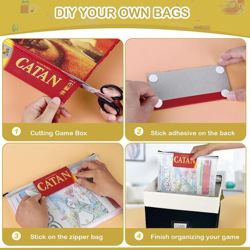 Board Game Storage, Board Game Organizer with 12pcs Zipper Bags and Writable Stickers, Board Game Organizers Storage with Lid for Office Supplies, Puzzles, Video Game, Craft Product in Saudi Arabia