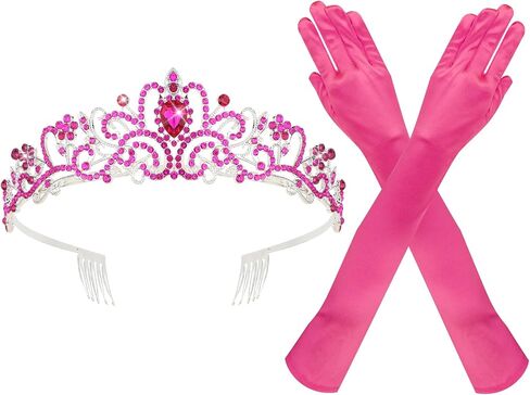 Long Satin Gloves and Crystal Tiara Crown for Bride,1920s Opera Gloves Wedding Accessories Party Decorations in Saudi Arabia