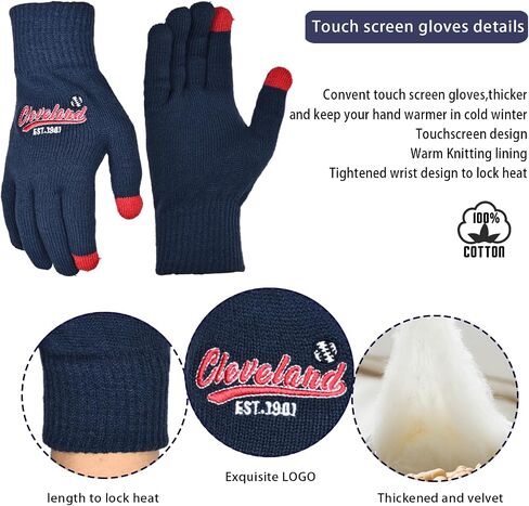 Vintage Classic Skull Cap Embroidery Beanie Hat Cuffed Winter Hat Knit Comes with Warm Gloves Gifts for Unisex Fans in Kuwait
