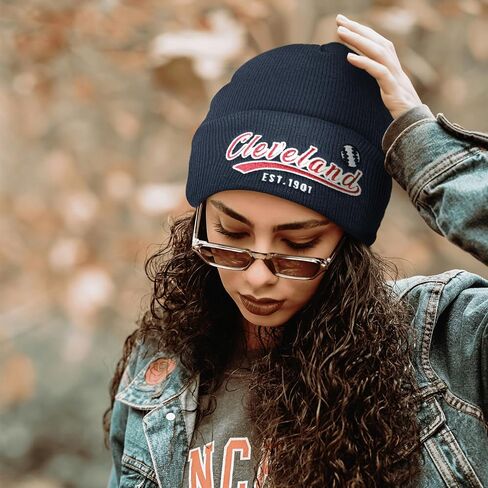 Vintage Classic Skull Cap Embroidery Beanie Hat Cuffed Winter Hat Knit Comes with Warm Gloves Gifts for Unisex Fans in Kuwait