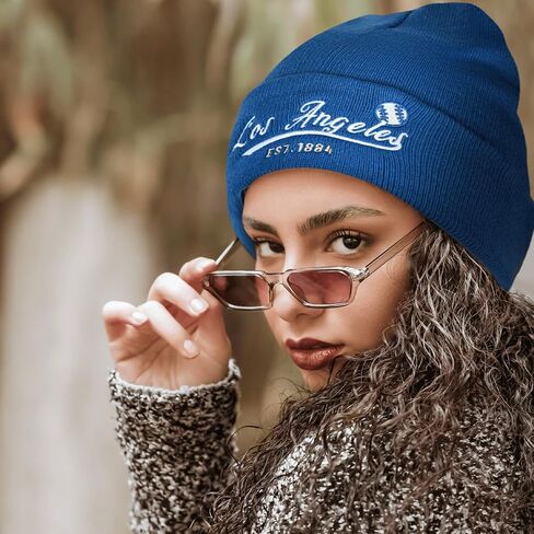 Vintage Classic Skull Cap Embroidery Beanie Hat Cuffed Winter Hat Knit Comes with Warm Gloves Gifts for Unisex Fans in Kuwait