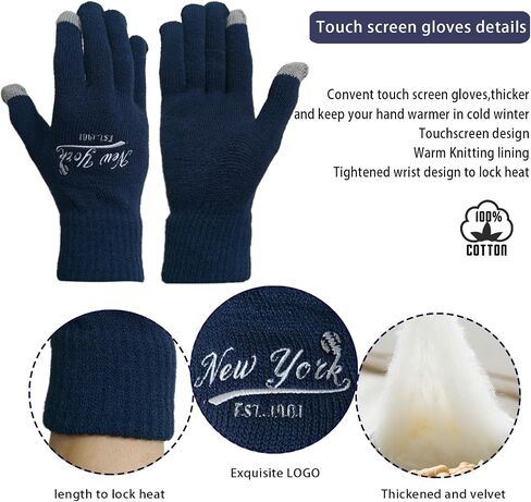 Vintage Classic Skull Cap Embroidery Beanie Hat Cuffed Winter Hat Knit Comes with Warm Gloves Gifts for Unisex Fans in Kuwait