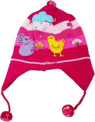 Earflap hat for Kids Cute Hand Knitted Children Beanie 1 Year Old, Hand Embroidered Chullo Arpillera hat Peru Ecuador Bolivia in Kuwait