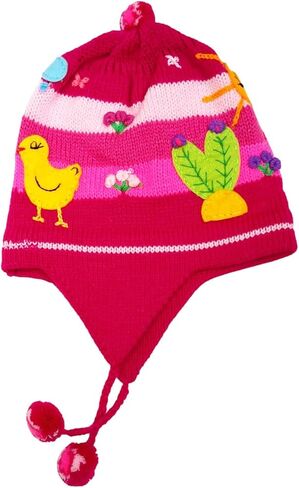 Earflap hat for Kids Cute Hand Knitted Children Beanie 1 Year Old, Hand Embroidered Chullo Arpillera hat Peru Ecuador Bolivia in Kuwait