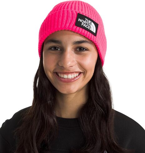 THE NORTH FACE Kids' Box Logo Cuff Winter Beanie Hat, Radiant Poppy, One Size in Saudi Arabia