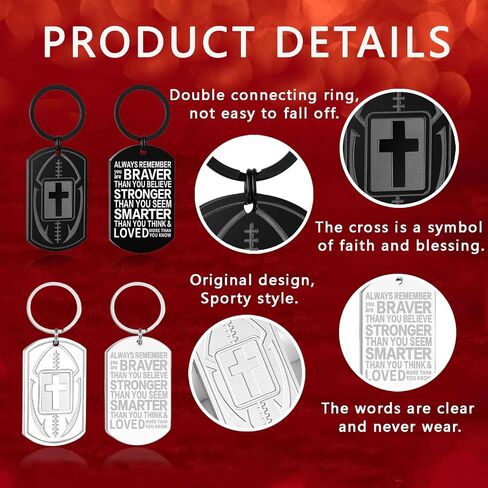 Keychains for Men Football Bible Verse Mens Keychain,Mens Accessories Gift in Saudi Arabia