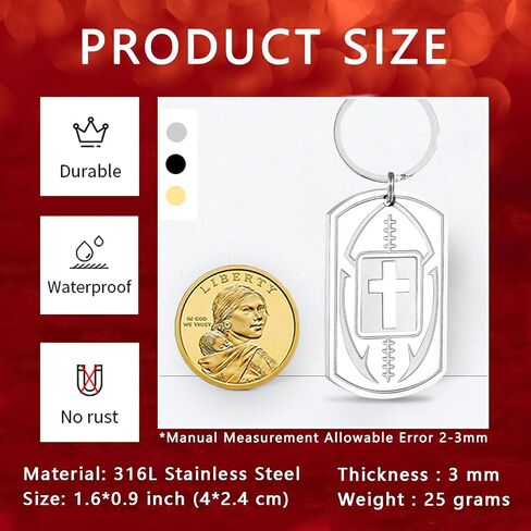 Keychains for Men Football Bible Verse Mens Keychain,Mens Accessories Gift in Saudi Arabia
