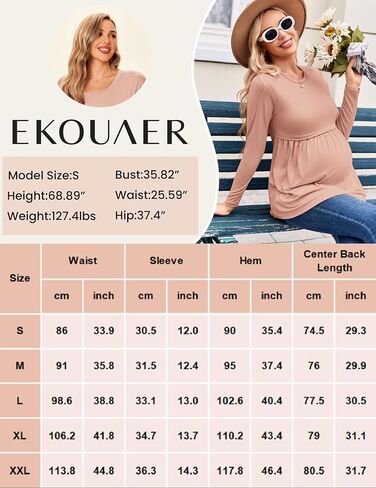 Ekouaer Maternity Shirts 3 Pack Pleated Long Sleeve Tops Pregnancy Clothes | Tunic Casual, Fashion Pregnant Clothes, Casual Winter Wear, Buttery Soft, Skin-Friendly Feel in Saudi Arabia