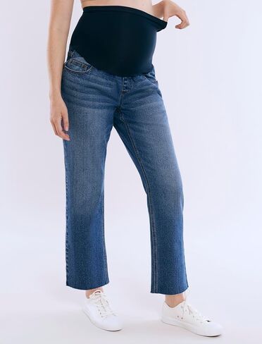 Motherhood Maternity Womens Secret Fit Over The Belly Slim Straight Leg Denim Pregnancy Jeans in Saudi Arabia
