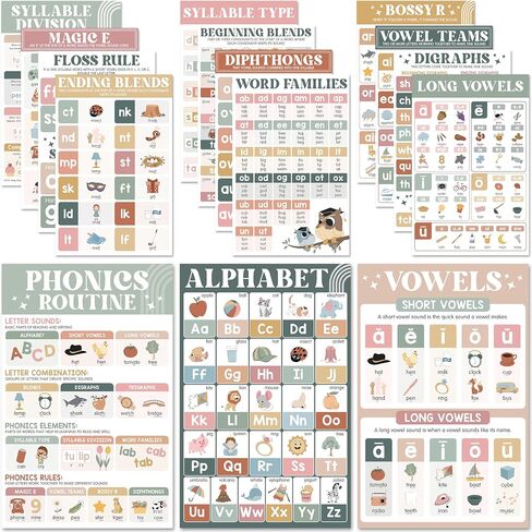 15 Pcs Boho Parts Of Speech Posters For Classroom (11"x17") English Grammar Classroom Posters, ELA For Middle School, English Wall Art, Nouns, Pronouns, Writing Process, Type of Sentences - UNFRAMED in Saudi Arabia