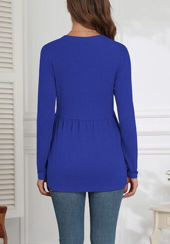 Xpenyo Womens Maternity Tops Long Sleeves Casual Pregnancy Tunic Shirts 2024 Fall V Neck Button Pregnant Dressy Blouses in Saudi Arabia
