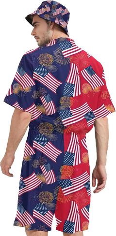 Male Hawaiian Rompers Personalized Graphic Printed Jumpsuit for Men with Bucket Hats in Saudi Arabia