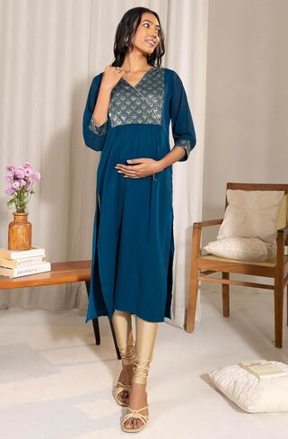 Janasya Maternity Nursing Kurta Set with Breastfeeding Feature for Pre and Post Pregnant Women in Saudi Arabia