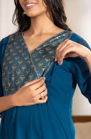 Janasya Maternity Nursing Kurta Set with Breastfeeding Feature for Pre and Post Pregnant Women in Saudi Arabia