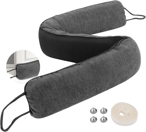 سدادة مسودة تحت الباب، سدادات مسودة باب مرجحة 91.44 سم لأسفل الباب مع حلقات خطاف لسهولة التركيب والتخزين، تحجب ضوضاء الرياح الباردة الساخنة لفجوة الأبواب حتى 11.43 سم، رمادي in Kuwait