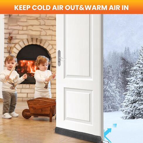 سدادة مسودة تحت الباب، سدادات مسودة باب مرجحة 91.44 سم لأسفل الباب مع حلقات خطاف لسهولة التركيب والتخزين، تحجب ضوضاء الرياح الباردة الساخنة لفجوة الأبواب حتى 11.43 سم، رمادي in Kuwait