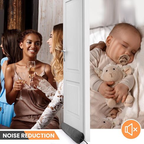 سدادة مسودة تحت الباب، سدادات مسودة باب مرجحة 91.44 سم لأسفل الباب مع حلقات خطاف لسهولة التركيب والتخزين، تحجب ضوضاء الرياح الباردة الساخنة لفجوة الأبواب حتى 11.43 سم، رمادي in Kuwait