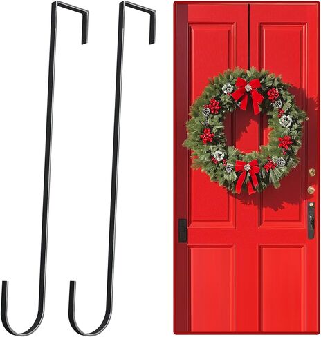 12" Wreath Hangers for Front Door,2 Pack Wreath Door Hanger,Non Scratch Over The Door Hooks Halloween Christmas Easter Decorations Welcome Sign for Front Door Décor, Slim Hangers in Saudi Arabia