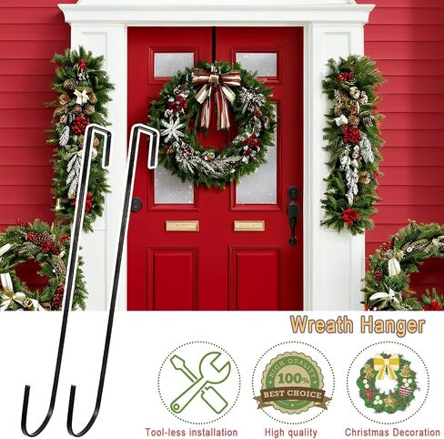 12" Wreath Hangers for Front Door,2 Pack Wreath Door Hanger,Non Scratch Over The Door Hooks Halloween Christmas Easter Decorations Welcome Sign for Front Door Décor, Slim Hangers in Saudi Arabia