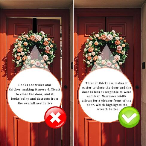 12" Wreath Hangers for Front Door,2 Pack Wreath Door Hanger,Non Scratch Over The Door Hooks Halloween Christmas Easter Decorations Welcome Sign for Front Door Décor, Slim Hangers in Saudi Arabia