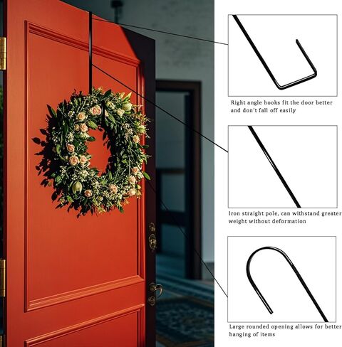 12" Wreath Hangers for Front Door,2 Pack Wreath Door Hanger,Non Scratch Over The Door Hooks Halloween Christmas Easter Decorations Welcome Sign for Front Door Décor, Slim Hangers in Saudi Arabia