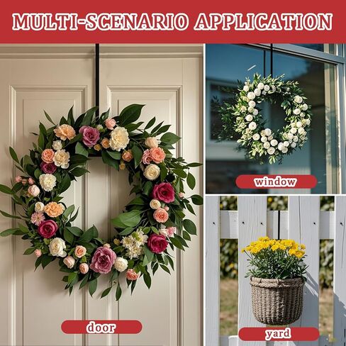 12" Wreath Hangers for Front Door,2 Pack Wreath Door Hanger,Non Scratch Over The Door Hooks Halloween Christmas Easter Decorations Welcome Sign for Front Door Décor, Slim Hangers in Saudi Arabia