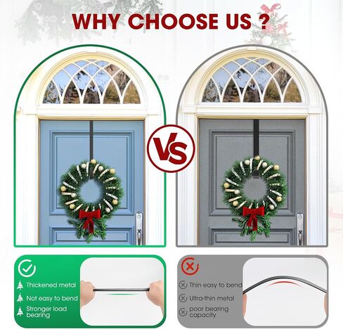 Wreath Door Hanger 2 Pack, Garland Wreath Hangers for Front Door, Outdoor Tall Wreath Hook for front door decorative, Upgrade Wreath Hanger Halloween Christmas Fall Wreaths Decorations Hooks, Black in Saudi Arabia