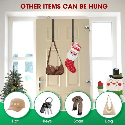 Wreath Door Hanger 2 Pack, Garland Wreath Hangers for Front Door, Outdoor Tall Wreath Hook for front door decorative, Upgrade Wreath Hanger Halloween Christmas Fall Wreaths Decorations Hooks, Black in Saudi Arabia