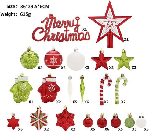 70Pcs Christmas Balls, Christmas Hanging Tree Balls Ornaments Shatterproof Plastic Decorative with Christmas Stockings Stars, Perfect for Holiday Wedding Christmas Decor in Saudi Arabia