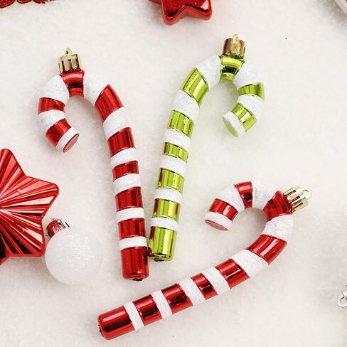70Pcs Christmas Balls, Christmas Hanging Tree Balls Ornaments Shatterproof Plastic Decorative with Christmas Stockings Stars, Perfect for Holiday Wedding Christmas Decor in Saudi Arabia