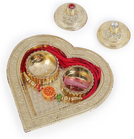 طبق بوجا ثالي مصنوع يدويًا لمهرجان ميناكاري ثالي الهندي لمهرجان ديوالي بوجان ماندير | هدية ديكور المنزل لمهرجان بوجا ثالي راخي من بوجا مع راخي ورولي شاوال in Kuwait