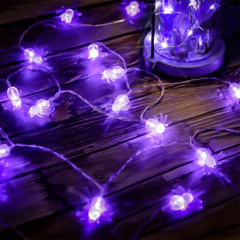 Spider Lights with 13Ft and 20LEDs Spider String Lights and 8 Lghting Variations，Infrared Remote Control，Spider Lights Spectre Decor for Hanging in Outdoor，Halloween spider web lights Battery Operated in Saudi Arabia