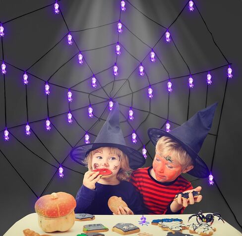 Spider Lights with 13Ft and 20LEDs Spider String Lights and 8 Lghting Variations，Infrared Remote Control，Spider Lights Spectre Decor for Hanging in Outdoor，Halloween spider web lights Battery Operated in Saudi Arabia