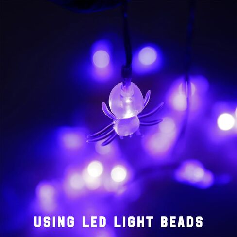 Spider Lights with 13Ft and 20LEDs Spider String Lights and 8 Lghting Variations，Infrared Remote Control，Spider Lights Spectre Decor for Hanging in Outdoor，Halloween spider web lights Battery Operated in Saudi Arabia