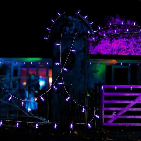 Spider Lights with 13Ft and 20LEDs Spider String Lights and 8 Lghting Variations，Infrared Remote Control，Spider Lights Spectre Decor for Hanging in Outdoor，Halloween spider web lights Battery Operated in Saudi Arabia