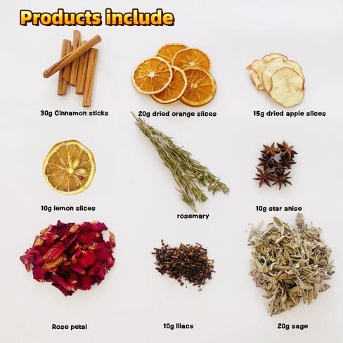 Simmering Potpourri, Potpourri Simmer Pot - Cinnamon, Cloves, Rosemary, Orange Slices, Apple Slices, Lemon Slices, Sage, Simmer Pot for Stove Potpourri Perfect House Warming Hostess Gift in Kuwait