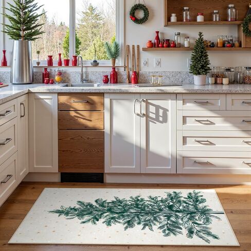 Lahome Christmas Runner Rug 2x6 Non-Slip Hallway Runner Rug Indoor, Washable Christmas Rugs Stain Resistant Red Kitchen Rug Runner, Christmas Tree Print Holiday Decor Untra-Thin Runner for Bedroom in Saudi Arabia