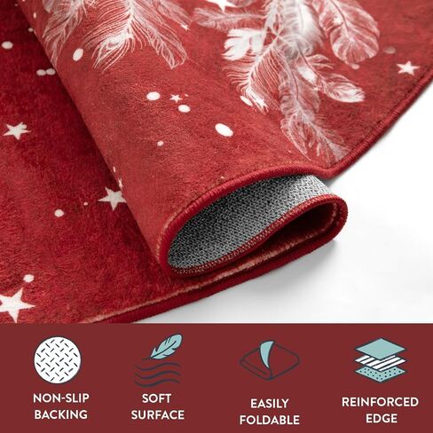 Lahome Christmas Runner Rug 2x6 Non-Slip Hallway Runner Rug Indoor, Washable Christmas Rugs Stain Resistant Red Kitchen Rug Runner, Christmas Tree Print Holiday Decor Untra-Thin Runner for Bedroom in Saudi Arabia