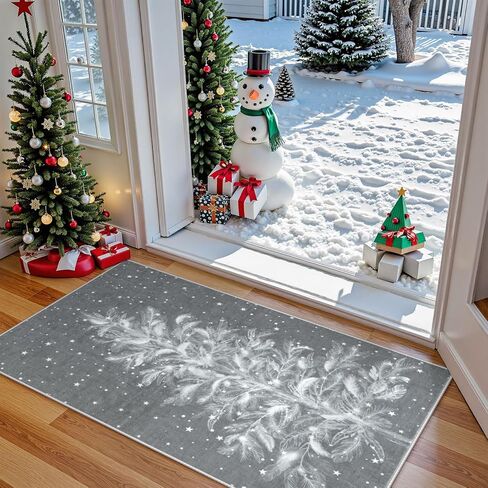 Lahome Christmas Runner Rug 2x6 Non-Slip Hallway Runner Rug Indoor, Washable Christmas Rugs Stain Resistant Red Kitchen Rug Runner, Christmas Tree Print Holiday Decor Untra-Thin Runner for Bedroom in Kuwait